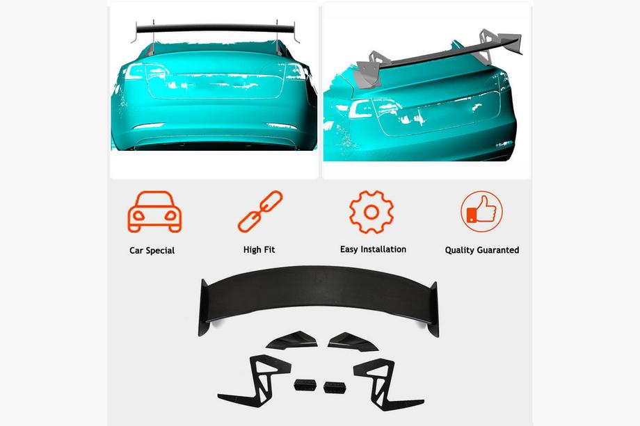 Tesla Model 3 2017- Rear Spoiler V6 (2017-2023, Carbon) Photo 2