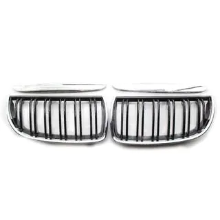 Kidney Grilles M-Look (for E-90/91 2005-2008, Gloss Black with Chrome Trim) photo 2