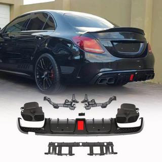 Rear bumper diffuser with exhaust tips (for SD C43 AMG 2015-2019, Carbon) photo 1