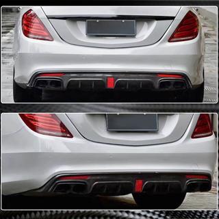 Rear bumper diffuser with exhaust tips (for S63 AMG 2014-2017, Carbon) photo 4