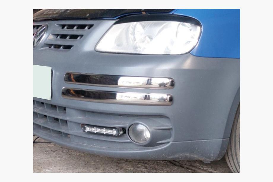 Volkswagen Caddy 2004-2010 Stainless steel front bumper corner protectors (4 pcs) OmsaLine - Italian Stainless Steel Image