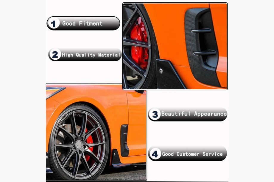 Kia Stinger 2017-2023 Front fender trims (Carbon) Photo 2
