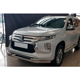 Front bumper guard ST085 (2020+, stainless steel) Mitsubishi Pajero Sport 2015- photo 1