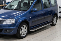 Renault Logan MCV 2005-2013 Side Steps Maydos V1 (2 pcs, Aluminum & Stainless Steel) photo 3