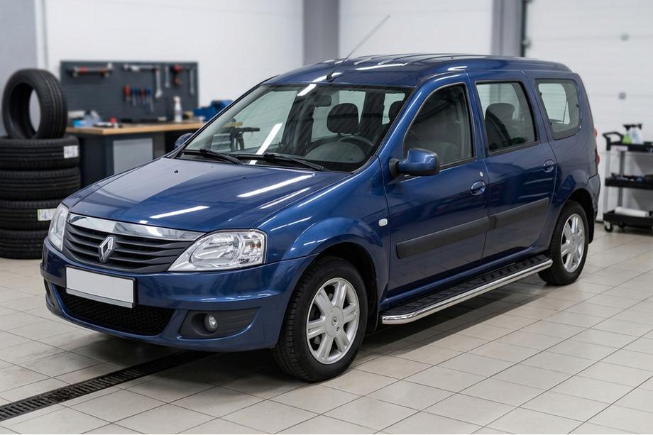 Renault Logan MCV 2005-2013 Side Steps Maydos V1 (2 pcs, Aluminum & Stainless Steel) Image