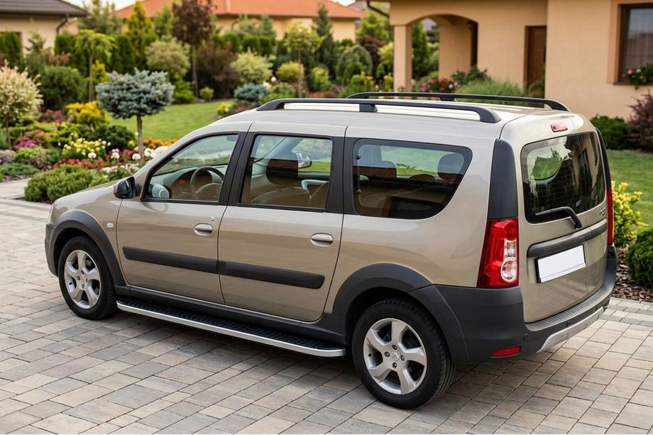 Renault Logan MCV 2005-2013 Side Steps Tayga Grey (2 pcs, Aluminum) Image