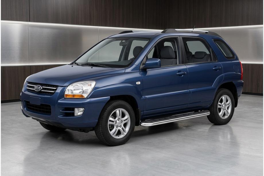 Kia Sportage 2004-2010 Side Steps Maydos V1 (2 pcs, Aluminum & Stainless Steel) Image