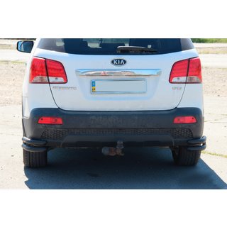 Rear Double Corner Bars AK003-Double Black (Stainless Steel) Kia Sorento II XM 2009-2014 photo 2