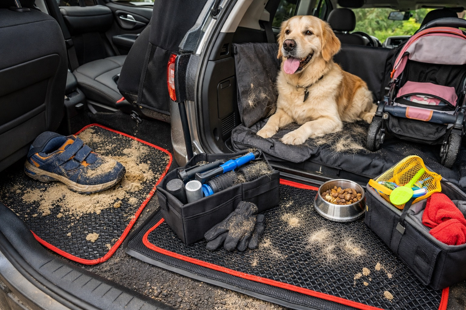Kids, dog, daily rides: How to protect your car interior from sand and fur – top solutions where EVA mats are No.1