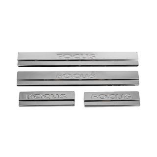 Door sill plates V2 (Carmos, 4 pcs, stainless steel) Ford Focus II 2008-2011 photo 1