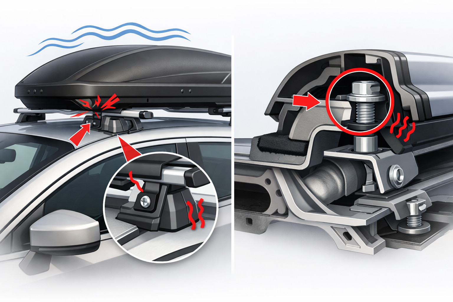 Why a roof rack system vibrates and how to find the weak spot