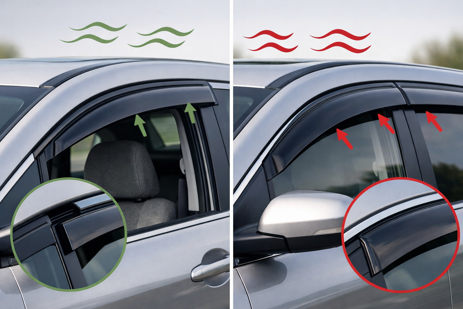 In-channel or stick-on wind deflectors: which holds better and is quieter?