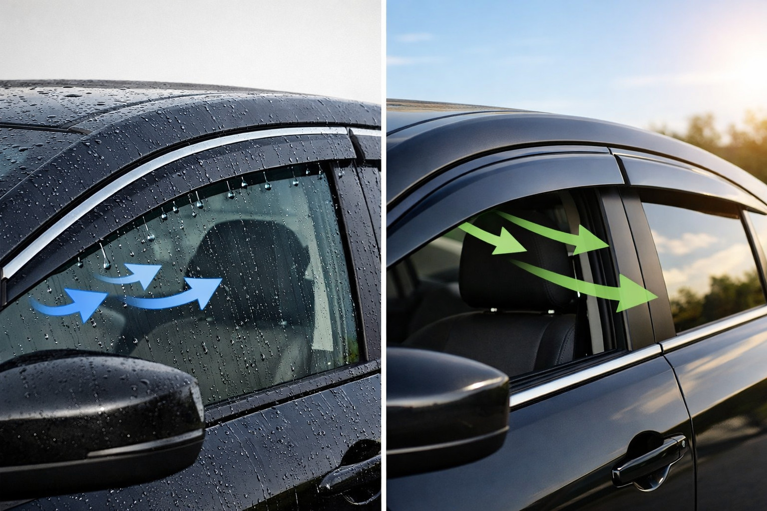 Slim or wide window deflectors: what works better for rain and wind
