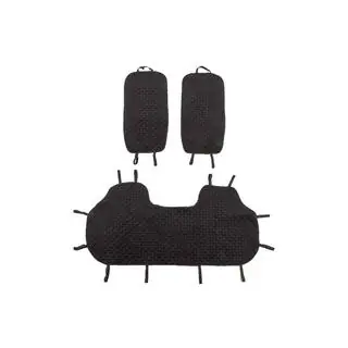Rear seat covers Velour (set, Black with red stitching) photo 1