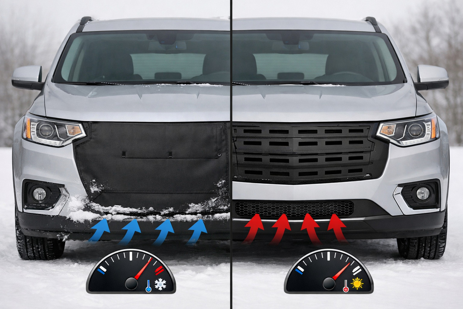Which winter grille cover to avoid overheating and stay warm