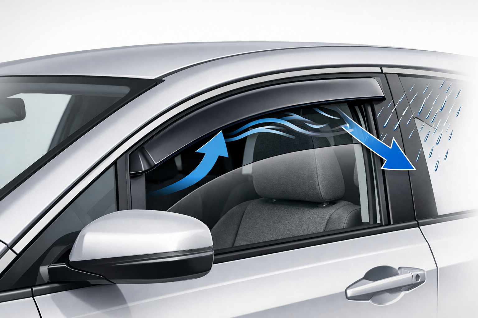 Which wind deflectors ventilate the cabin without letting rain in