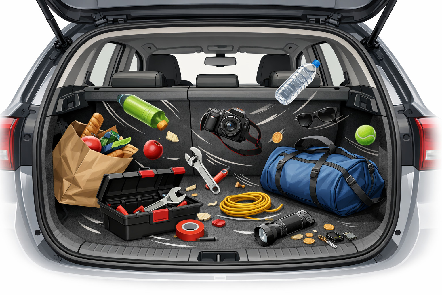 Bags, tools and small items fly around the trunk: how to stop it