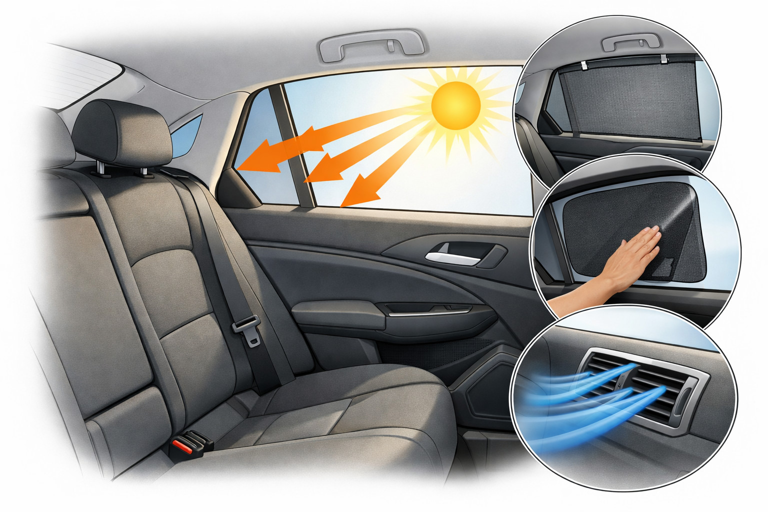 Rear passengers overheated by the side window: what really helps in summer