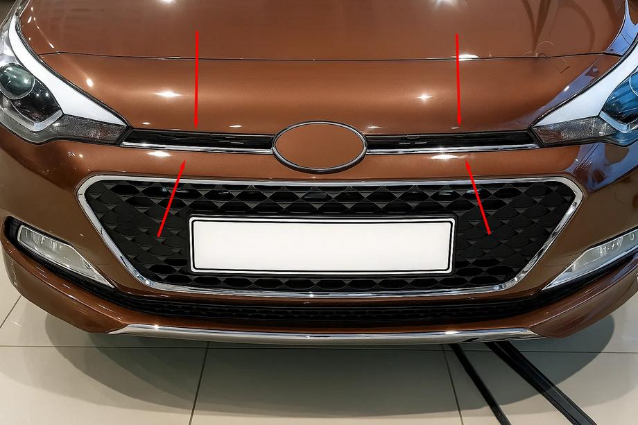 Hyundai I-20 2014-2020 Grille Covers 2014-2018 (2 pcs, stainless steel) Photo 1