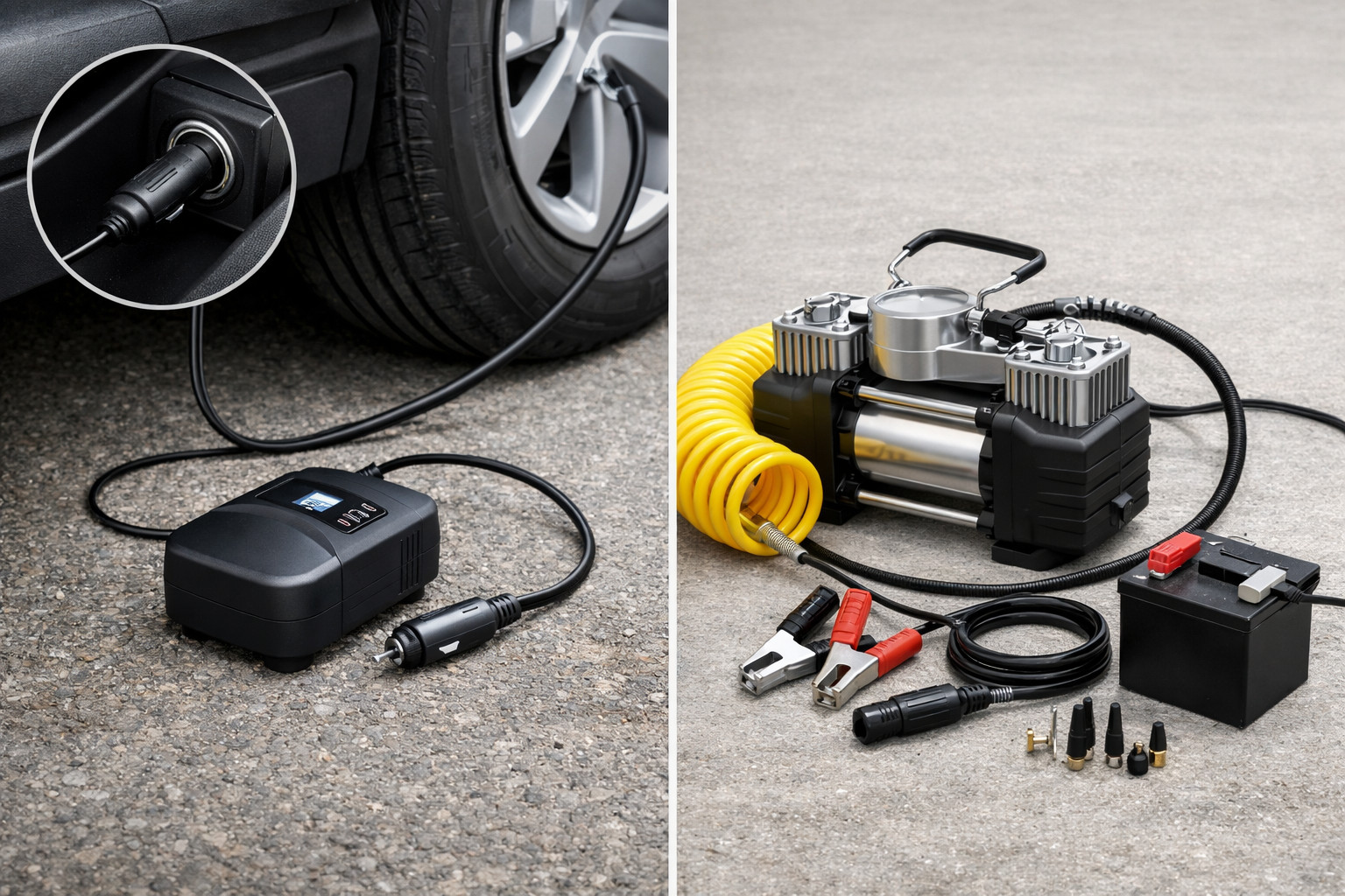 Cigarette-lighter compressor or a more powerful one: what won’t annoy