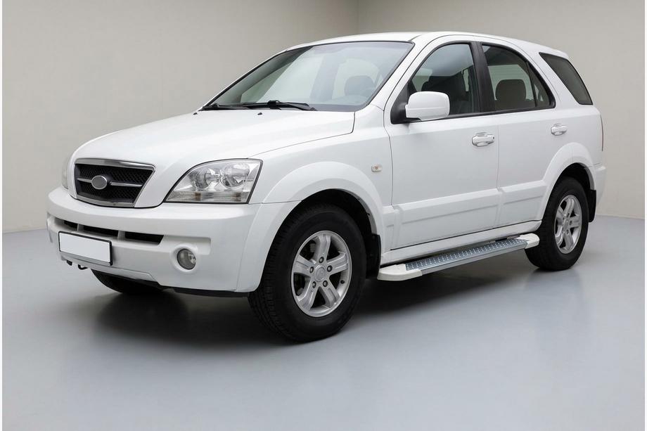 Kia Sorento I BL 2002-2009 Side Steps Allmond White (2 pcs, Aluminum) Photo 1