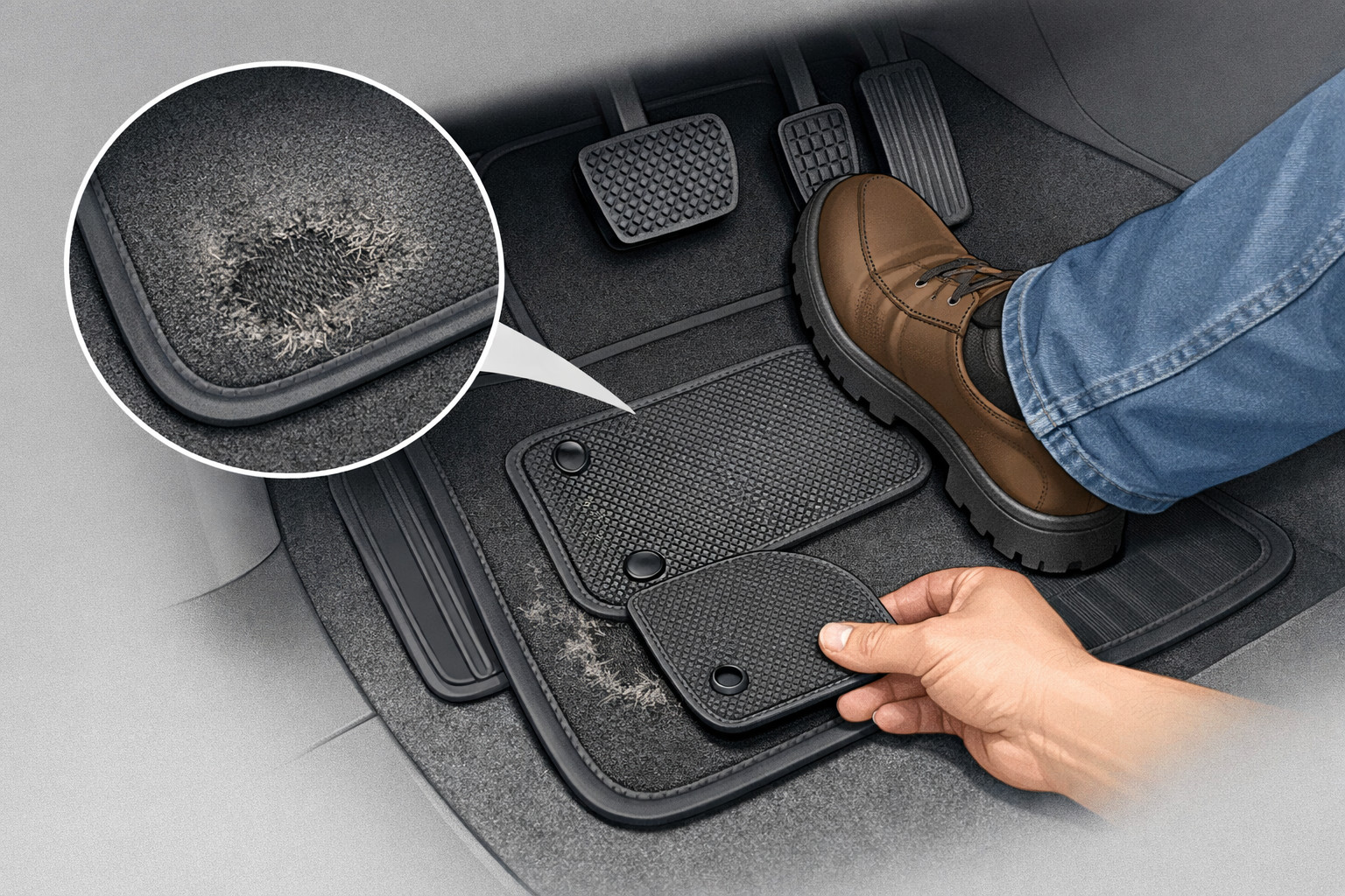 Driver’s mat wears through fast at the heel: how to make it last longer