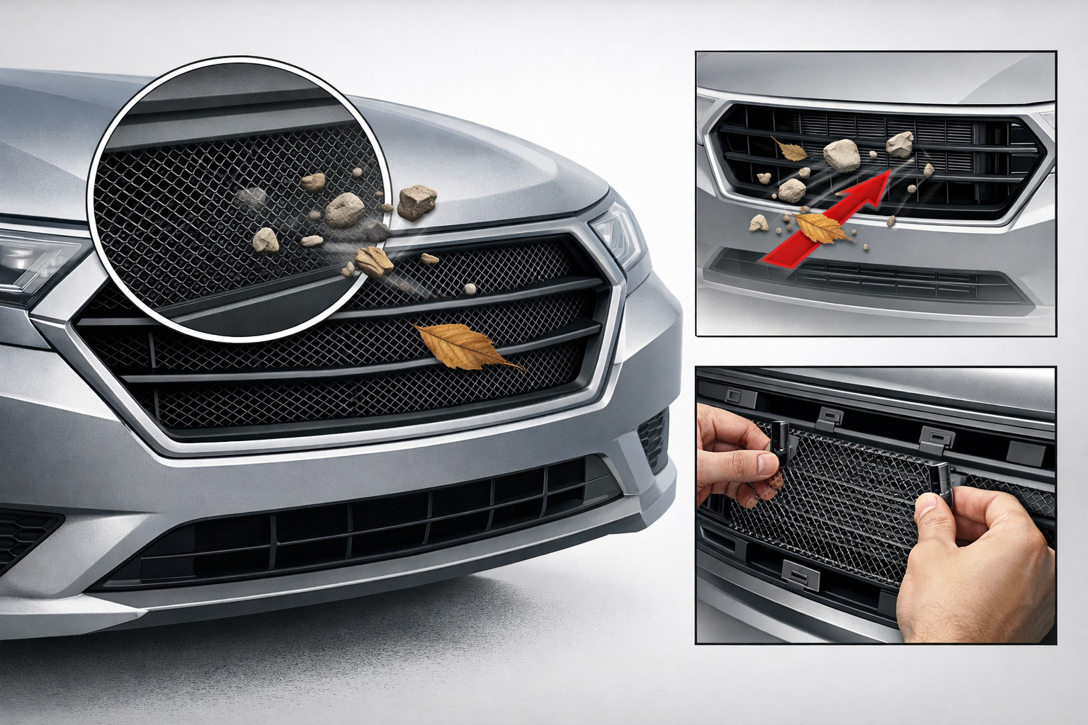 How to protect the grille from stones and debris without a tacky look