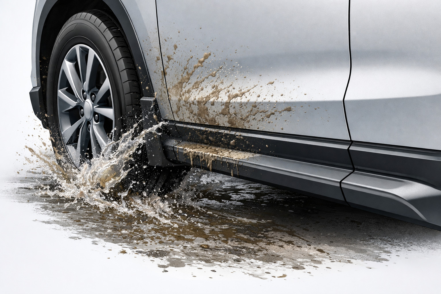 Why wheel spray hits doors and sills even in the city