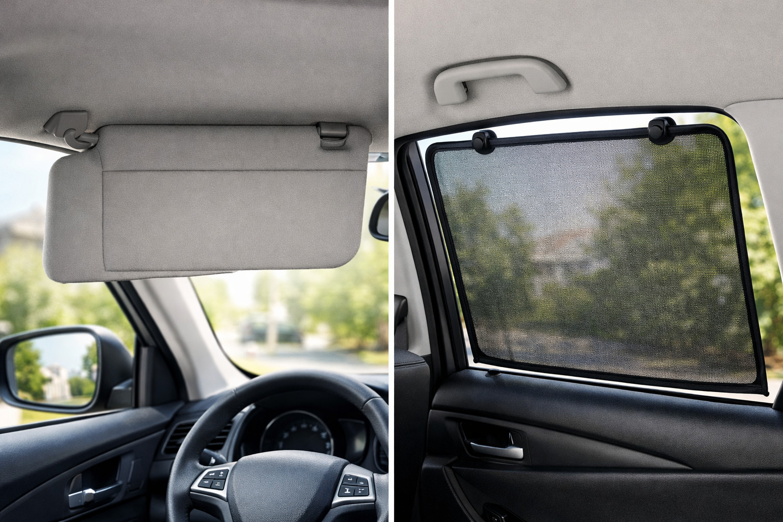 Sun visor or universal shade: what blocks side sun better?