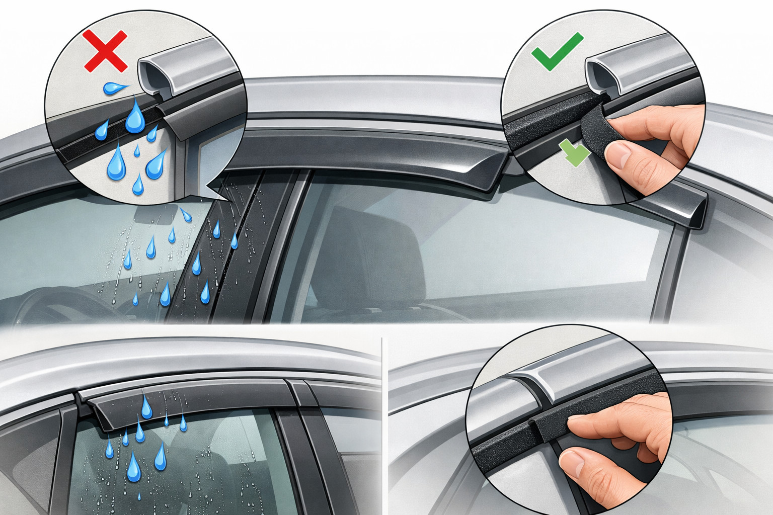 How to seal gaps where insert deflectors let water through