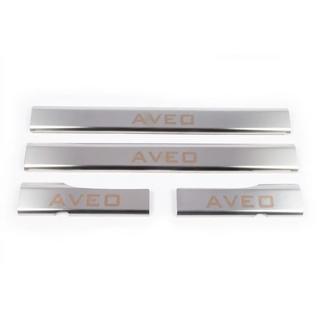 Clearance: Inner door sill trims Carmos V1 (4 pcs, stainless steel) Chevrolet Aveo T250 2005-2011 photo 1