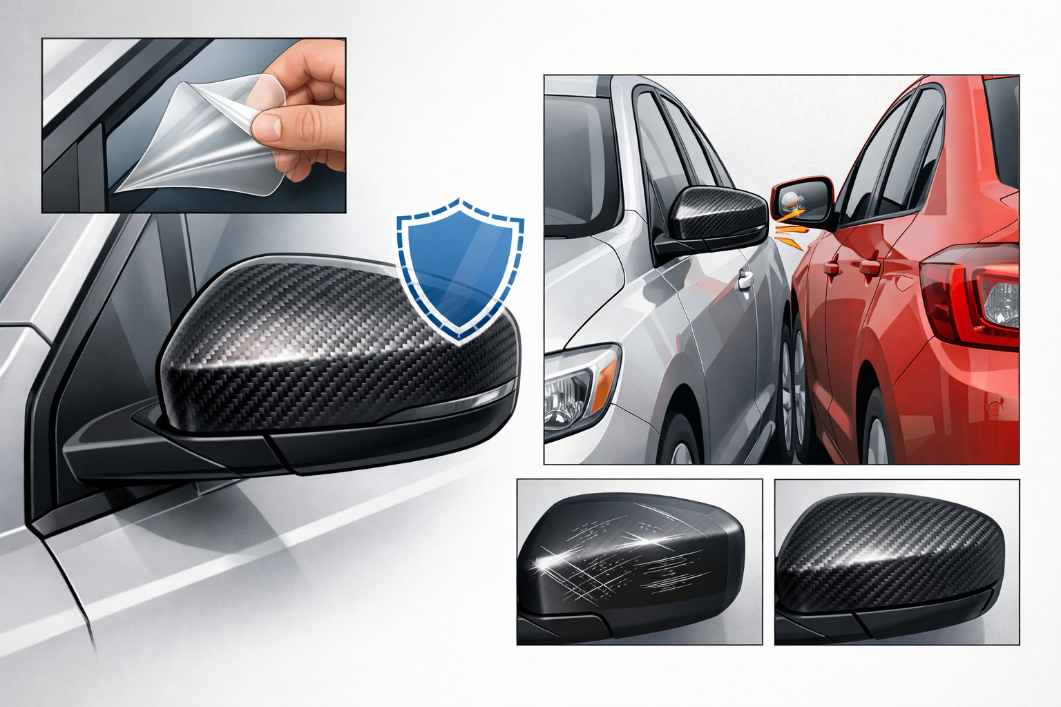 How to protect mirror caps from scuffs in tight courtyards