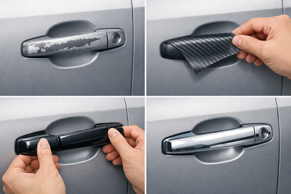 How to hide worn door handles without painting