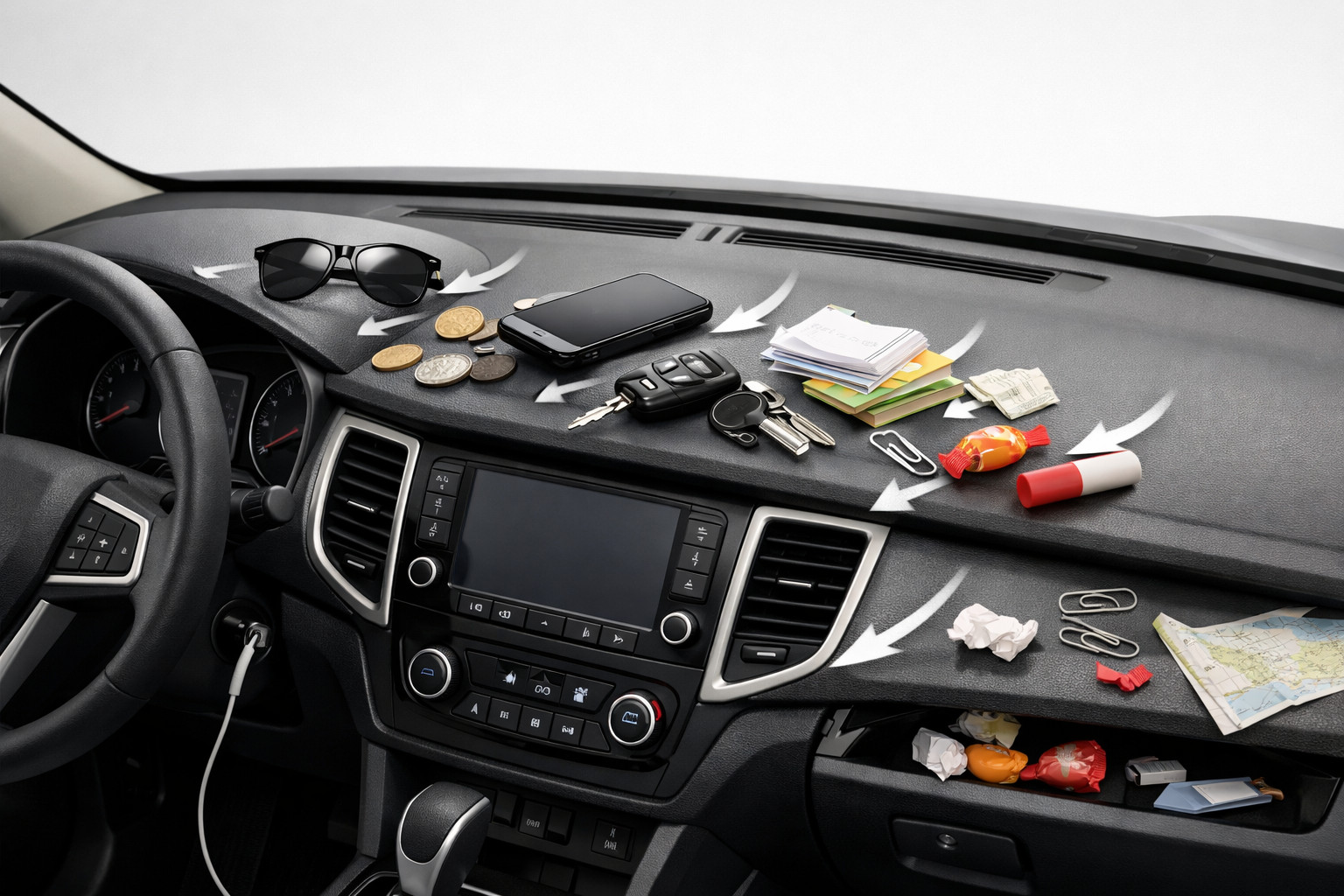How to declutter your dashboard when small items keep sliding off