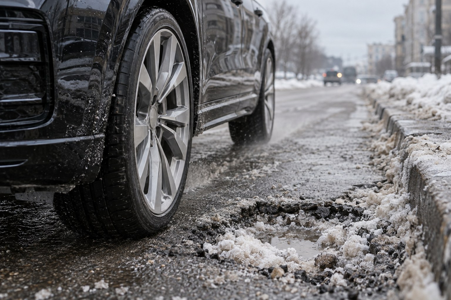 Forged wheels R21–R22 in winter: potholes, curbs and road salt – can you drive and avoid bending them