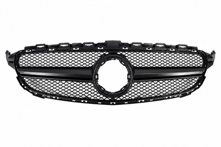 Mercedes C-class W205 2014-2021 AMG Black front grille (for Avantgarde/AMG-Line/C43 AMG) 2014-2018, without camera Photo 1