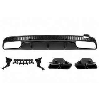 Rear diffuser with exhaust tips Black (C63 design 2014-2018) Mercedes C-class W205 2014-2021 photo 1