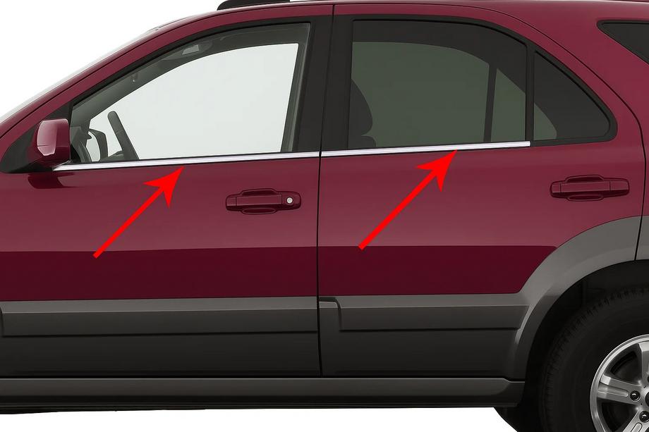 Kia Sorento I BL 2002-2009 Window Trim Stainless Steel (4 pcs) Carmos - Turkish Stainless Steel Image