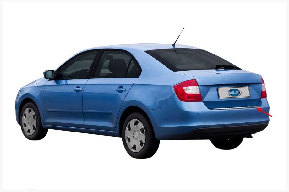 Skoda Rapid 2012-2019 Rear Bumper Protector OmsaLine (Sedan, Stainless Steel) Photo 2
