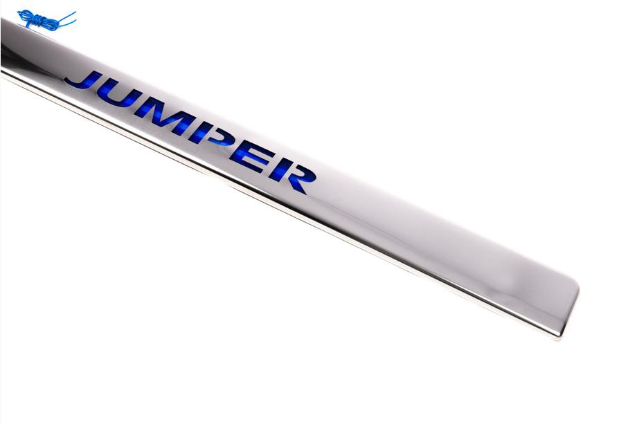 Citroen Jumper 2007-2025 Chrome trim above license plate with LED blue (stainless steel) Photo 3