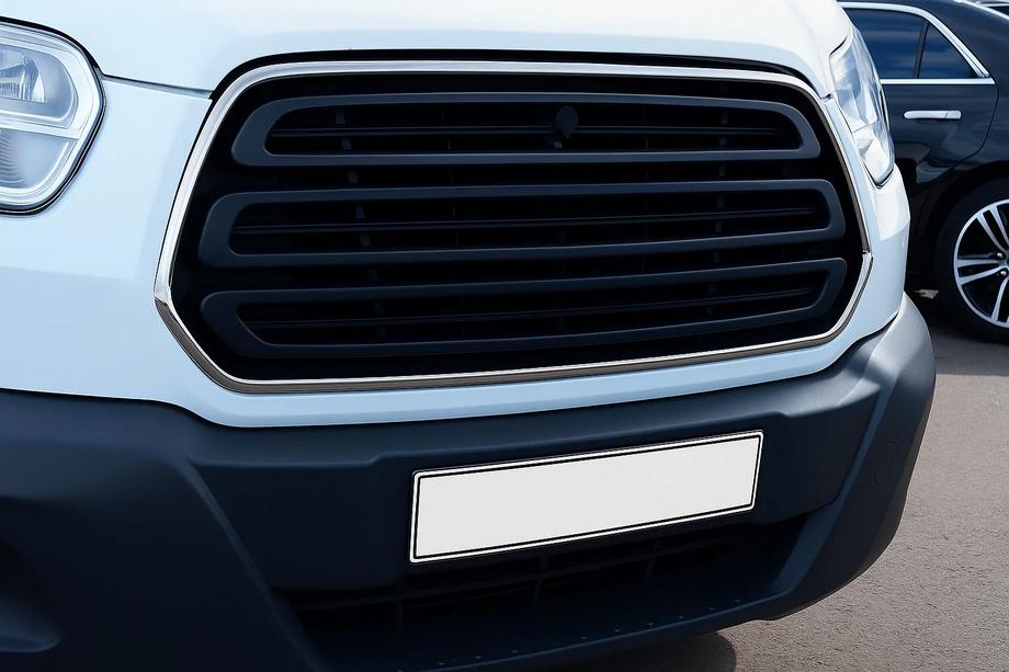 Ford Transit 2014- Chrome Grille Surround Trim (2014-2018, 2 pcs, Stainless Steel) Carmos - Turkish Stainless Steel Image