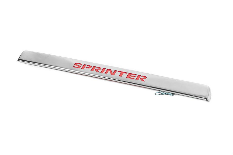 Mercedes Sprinter W906 2006–2018 Stainless steel trim above license plate with light Red Illumination Image