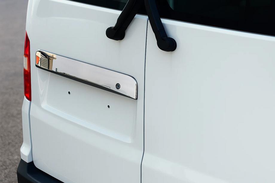 Volkswagen T5 Multivan 2003–2010 Stainless steel trim above license plate for rear swing doors Carmos - Turkish Stainless Steel Image