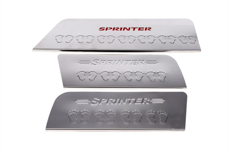 Mercedes Sprinter W906 2006–2018 Interior door sill plates Carmos V4 (3 pcs, stainless steel) Photo 2