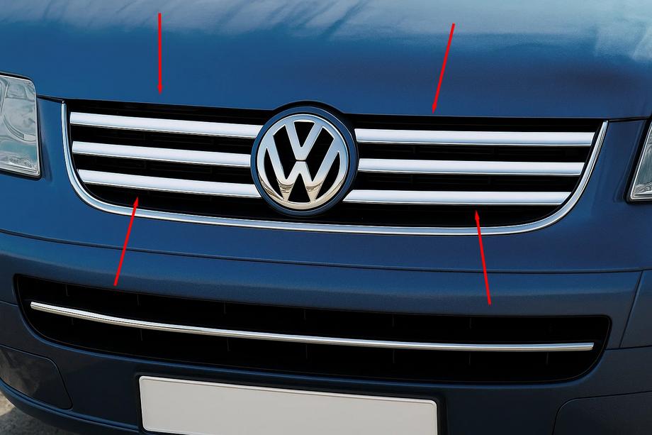Volkswagen T5 Multivan 2003–2010 Chrome Grille Covers (6 pcs, Stainless Steel) Image