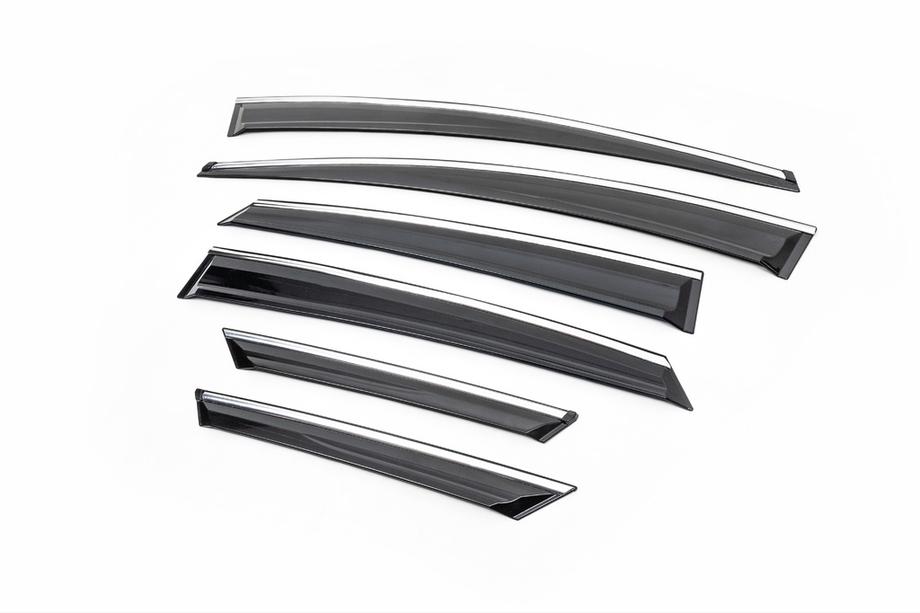 Ford Focus III 2011-2017 Chrome Window Deflectors (6 pcs, Sunflex) Photo 4