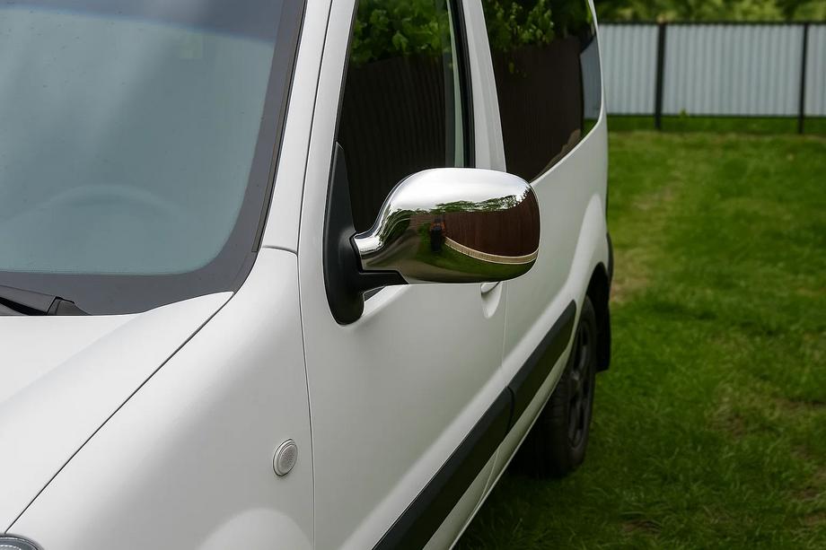 Renault Kangoo 1998-2008 Chrome Mirror Covers (2004-2008, 2 pcs) OmsaLine - Italian Stainless Steel Photo 3