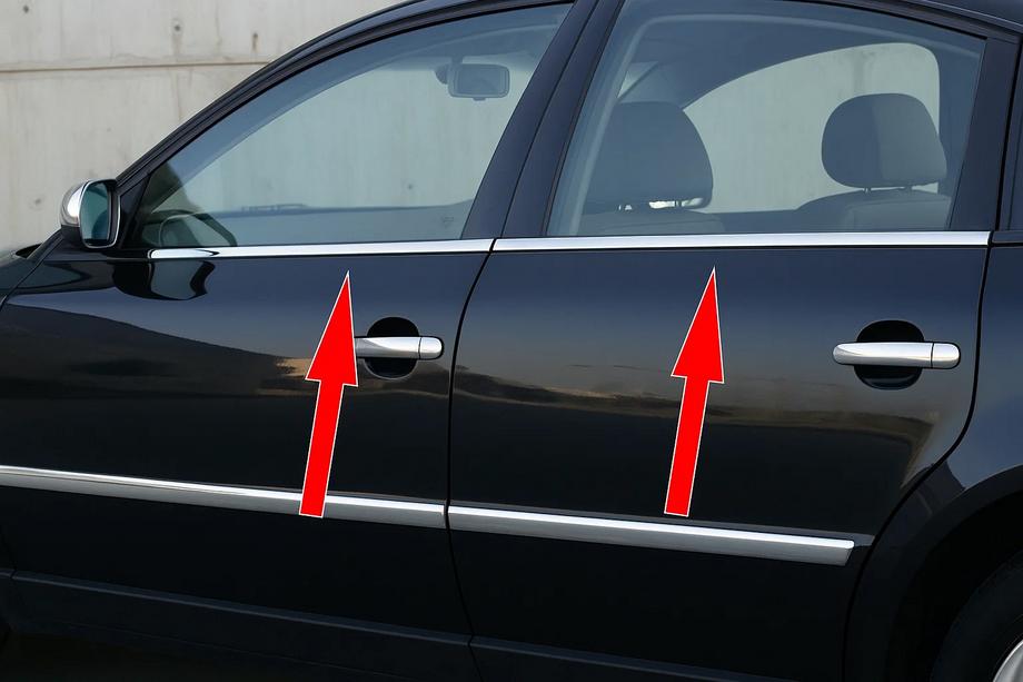 Volkswagen Passat B5 1997-2005 Exterior window trim stainless steel (4 pcs) Image