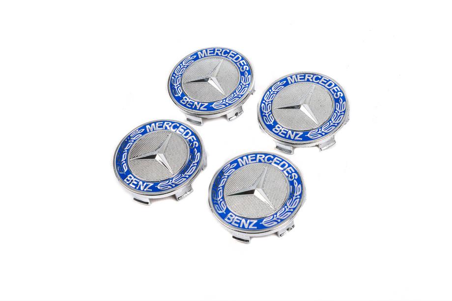 Mercedes-Benz Wheel center caps 71/75 mm without ring (4 pcs, blue V2) Photo 4