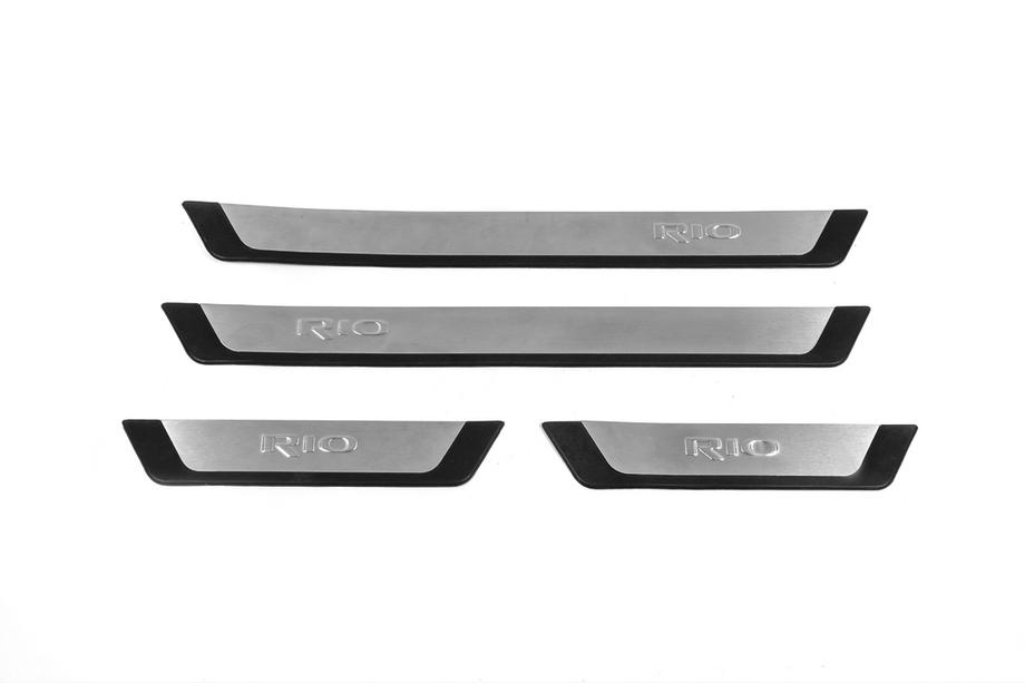 Kia Rio 2012-2017 Door Sill Protectors Flexill (4 pcs, Stainless Steel) Image